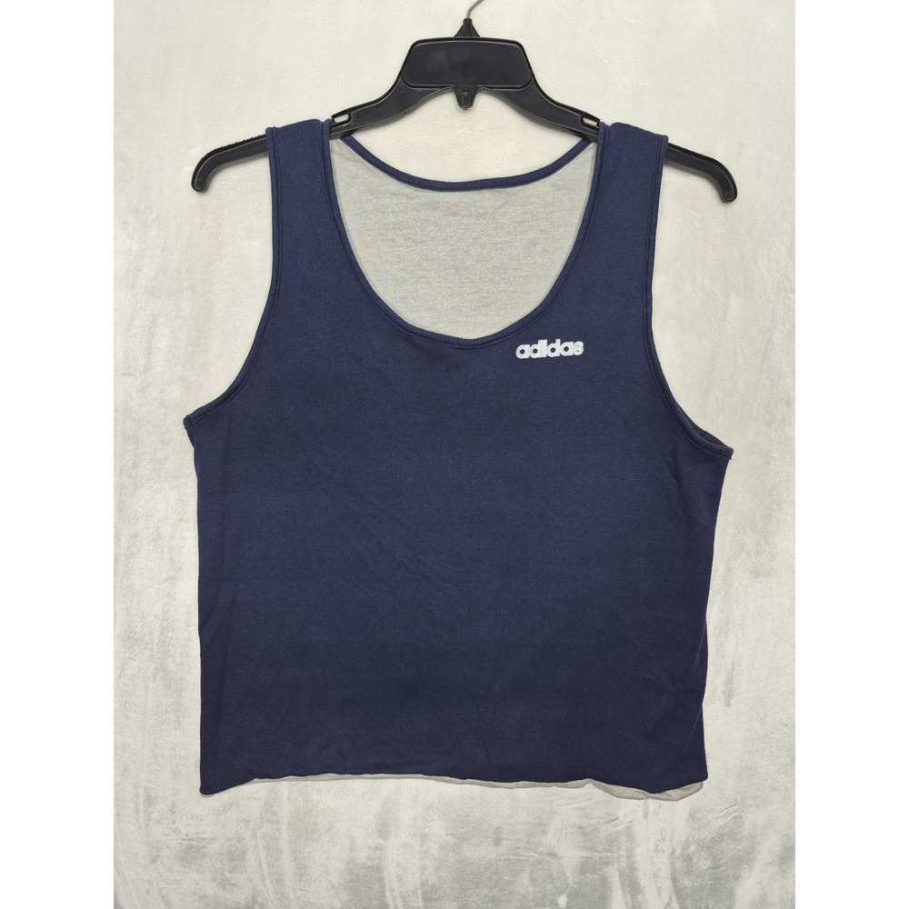 Vintage 70s Adidas Made in USA Reversible Tank Top Mens Medium Blue Grey 20x24